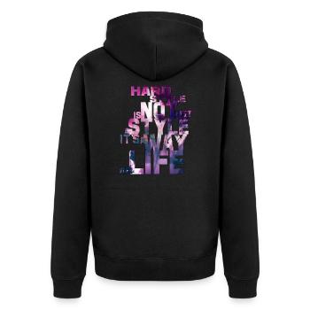 Not just a Style! - Unisex Premium Bio Zip Hoodie - Schwarz - Hinten - Nico (187cm)
