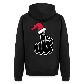 Stinkefinger Fuck Xmas Christmas - Unisex Premium Bio Zip Hoodie - Schwarz - Hinten - Nico (187cm)