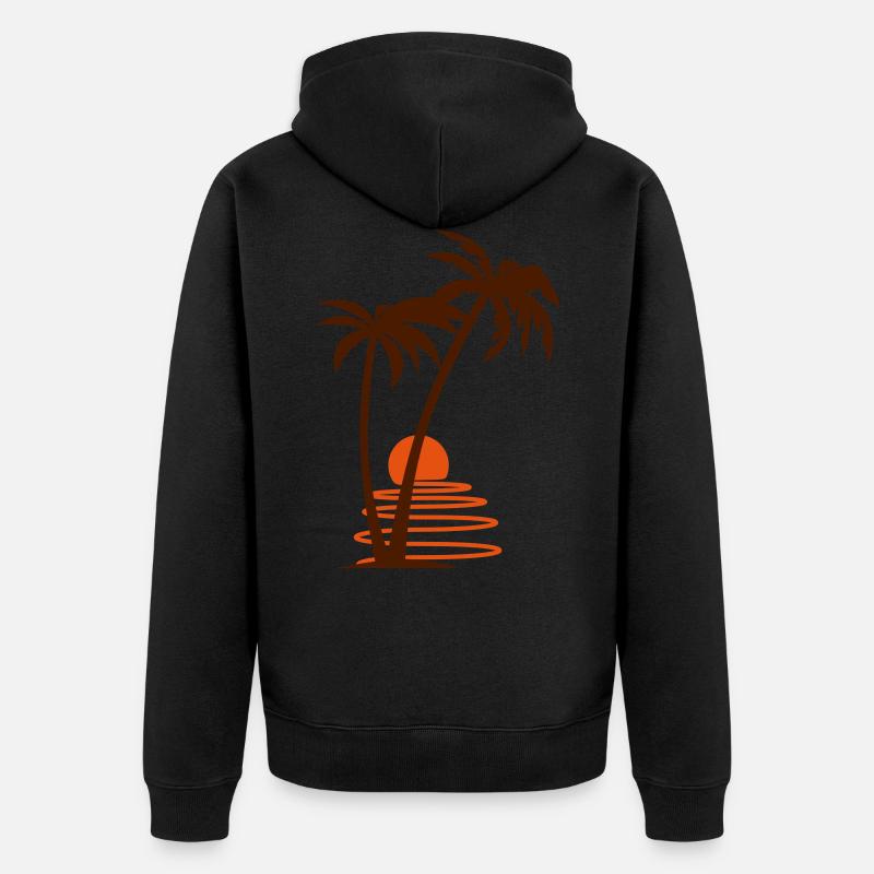 Palmiers avec soleil - Veste à capuche bio Premium Unisexe - noir