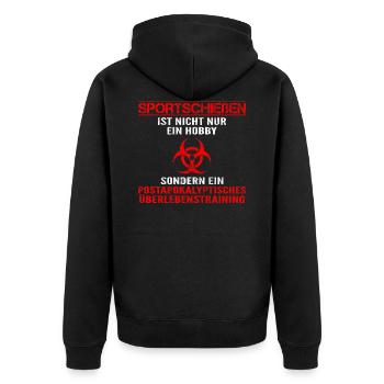 Sportschießen/Schießsport/Apokalypse/Survival - Unisex Premium Bio Zip Hoodie - Schwarz - Hinten - Nico (187cm)