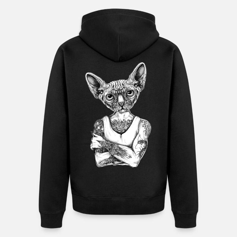 Sphynx Katze - Unisex Premium Bio Zip Hoodie - Schwarz