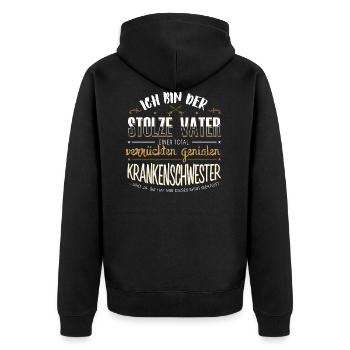 Krankenschwester Stolzer Vater Geschenk - Unisex Premium Bio Zip Hoodie - Schwarz - Hinten - Nico (187cm)