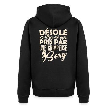 T-shirt Grimpeur - Prise par une Grimpeuse Sexy - Veste à capuche bio Premium Unisexe - noir - Dos - Nico (187cm)