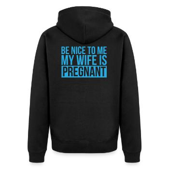 Pregnancy Papa Wife Mama Child Baby Gift - Unisex Premium Organic Zip Hoodie - black - Back - Nico (187cm)