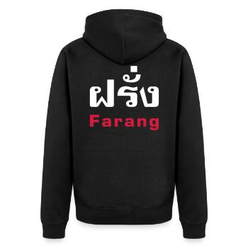Farang / Thai for Westerner - Thai Language - Unisex Premium Organic Zip Hoodie - black - Back - Nico (187cm)