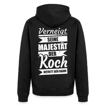 Koch - lustiges Geschenk - Unisex Premium Bio Zip Hoodie - Schwarz - Hinten - Nico (187cm)