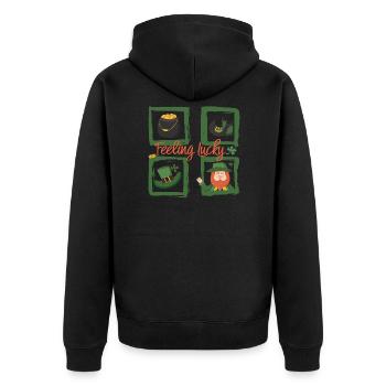 Être heureux - se sentir chanceux St. Patricks jour - Veste à capuche bio Premium Unisexe - noir - Dos - Nico (187cm)
