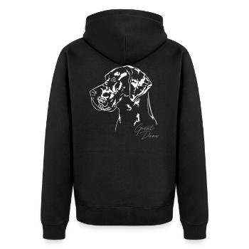 GREAT DANE Portrait Wilsign's Great Dane - Unisex Premium Organic Zip Hoodie - black - Back - Nico (187cm)