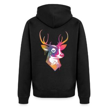 Colorful deer with mountains and birds - Unisex Premium Organic Zip Hoodie - black - Back - Nico (187cm)