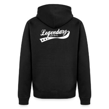 legendary ... wait for it ... retro - Unisex Premium Bio Zip Hoodie - Schwarz - Hinten - Nico (187cm)