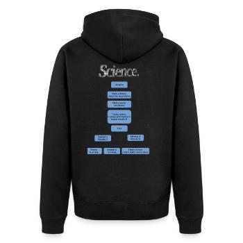 Science flowchart - Unisex Premium Organic Zip Hoodie - black - Back - Nico (187cm)