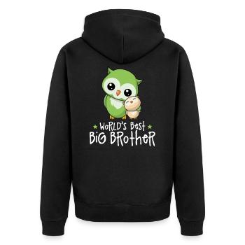World's Best Big Brother - Big Brother Owls - Unisex Premium Organic Zip Hoodie - black - Back - Nico (187cm)