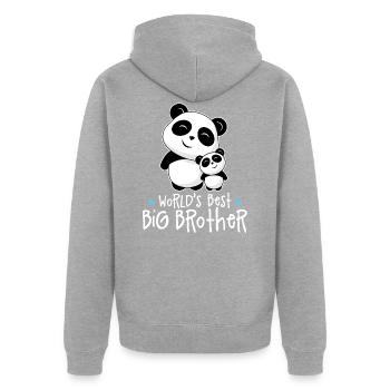 World's Best Big Brother - Großer Bruder Pandas - Unisex Premium Bio Zip Hoodie - Grau meliert - Hinten - Nico (187cm)