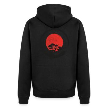 Buddhism Spiritual - Buddha Zen Enso Circle - Unisex Premium Bio Zip Hoodie - Schwarz - Hinten - Nico (187cm)