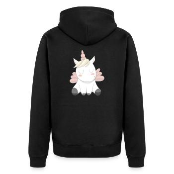 Licorne licorne mignon motif animal animaux design - Veste à capuche bio Premium Unisexe - noir - Dos - Nico (187cm)