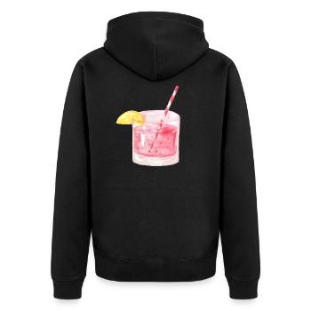 Gin Getränk Limonade Strohhalm - Unisex Premium Bio Zip Hoodie - Schwarz - Hinten - Nico (187cm)