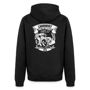 Landwirt Geschenk - Unisex Premium Bio Zip Hoodie - Schwarz - Hinten - Nico (187cm)