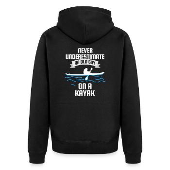 Kajak - Unisex Premium Bio Zip Hoodie - Schwarz - Hinten - Nico (187cm)