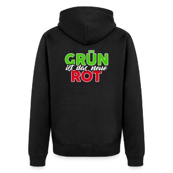 die Grünen - Unisex Premium Bio Zip Hoodie - Schwarz - Hinten - Nico (187cm)