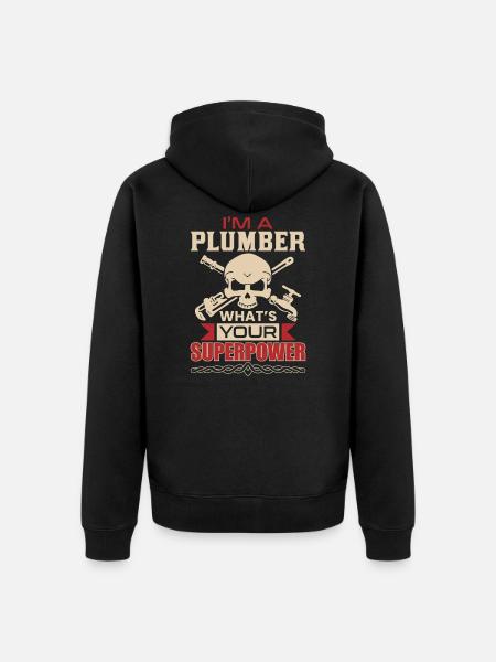 plumber - Unisex Premium Organic Zip Hoodie - black