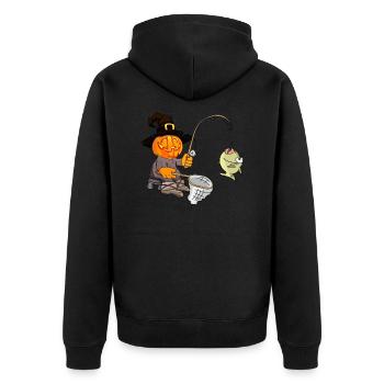 Halloween Pêcheur de citrouille - Veste à capuche bio Premium Unisexe - noir - Dos - Nico (187cm)