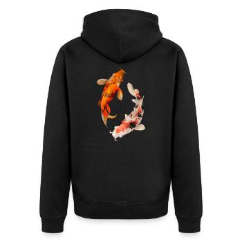 Koi Fisch Japan japanisch Karpfen Zeichnung Fische - Unisex Premium Bio Zip Hoodie - Schwarz - Hinten - Nico (187cm)