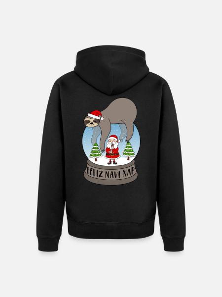 Boule à neige paresseux Feliz Navidad Feliz Navi Nap - Veste à capuche bio Premium Unisexe - noir