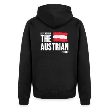 Österreich Österreicher - Unisex Premium Bio Zip Hoodie - Schwarz - Hinten - Nico (187cm)
