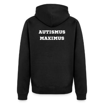 Autismus Maximus - Unisex Premium Bio Zip Hoodie - Schwarz - Hinten - Nico (187cm)
