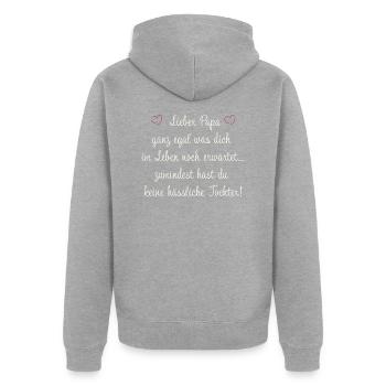 Lieber Papa lustiger Spruch hübsche Tochter Vater - Unisex Premium Bio Zip Hoodie - Grau meliert - Hinten - Nico (187cm)