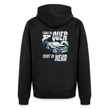 Driften Spruch Drift - Unisex Premium Bio Zip Hoodie - Schwarz - Hinten - Nico (187cm)