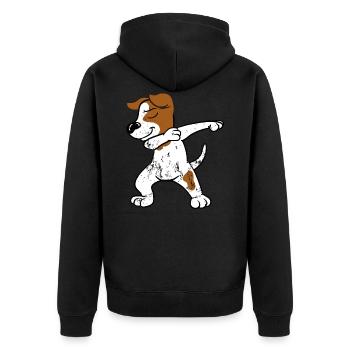 Retro Vintage Dabbing Dab Jack Russell Terrier - Unisex Premium Organic Zip Hoodie - black - Back - Nico (187cm)