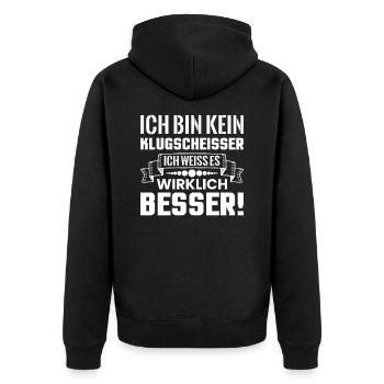 Klugscheißer - Unisex Premium Bio Zip Hoodie - Schwarz - Hinten - Nico (187cm)