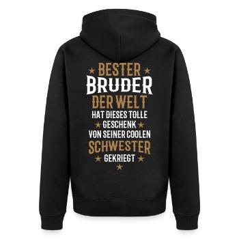 15 Meilleur frère du monde cadeau de soeur cool - Veste à capuche bio Premium Unisexe - noir - Dos - Nico (187cm)
