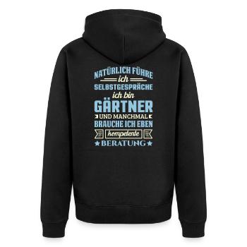 Gärtner Gärtnerei Gartenbau Spruch Gartenbauer - Unisex Premium Bio Zip Hoodie - Schwarz - Hinten - Nico (187cm)