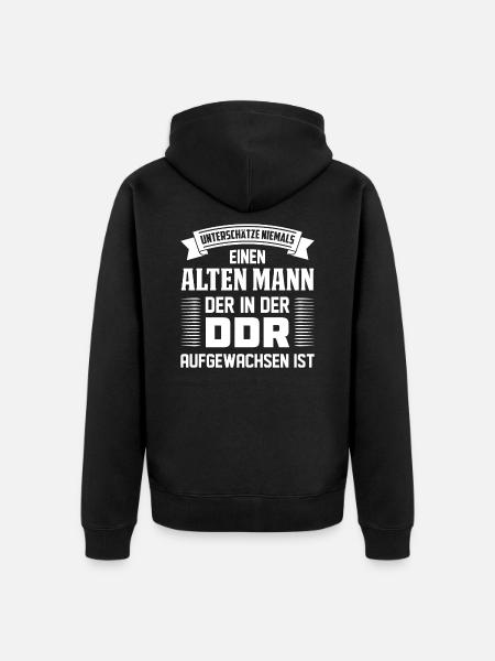 DDR Ostdeutschland Spruch - Unisex Premium Bio Zip Hoodie - Schwarz