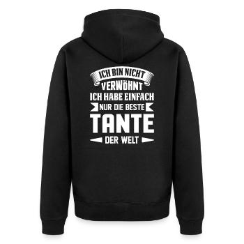 Neffe Nichte Tante - Unisex Premium Bio Zip Hoodie - Schwarz - Hinten - Nico (187cm)