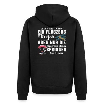 Fallschirm Fallschirmsprung - Unisex Premium Bio Zip Hoodie - Schwarz - Hinten - Nico (187cm)