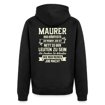 Maurer - Unisex Premium Bio Zip Hoodie - Schwarz - Hinten - Nico (187cm)