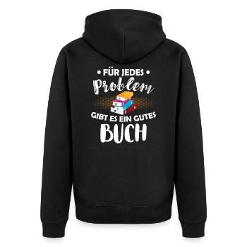 Buch lesen Bücher Leseratte - Unisex Premium Bio Zip Hoodie - Schwarz - Hinten - Nico (187cm)