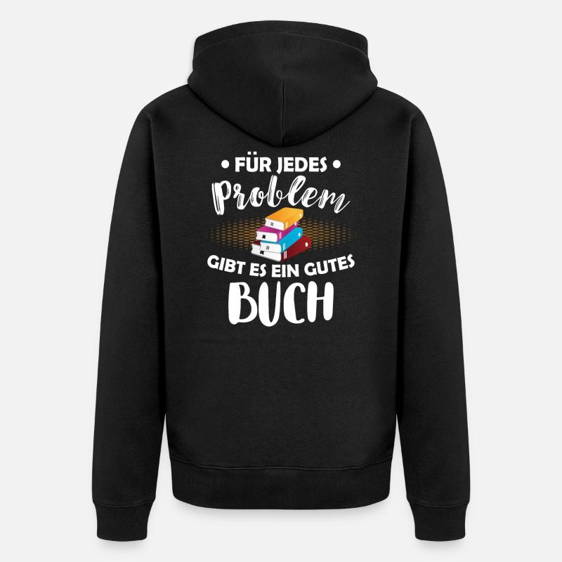 Buch lesen Bücher Leseratte - Unisex Premium Bio Zip Hoodie - Schwarz