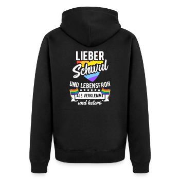 Gay LGBT disant: gay - Veste à capuche bio Premium Unisexe - noir - Dos - Nico (187cm)