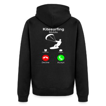 Kitesurfing Mobile Call me Kite Surfer Telefon Fun - Unisex Premium Bio Zip Hoodie - Schwarz - Hinten - Nico (187cm)