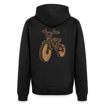 Natur Fahrrad | Hölzerne Earth Day Illustration - Unisex Premium Bio Zip Hoodie - Schwarz - Hinten - Nico (187cm)