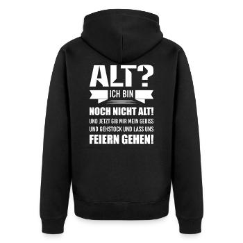 Geburtstag Altern Feiern Feier - Unisex Premium Bio Zip Hoodie - Schwarz - Hinten - Nico (187cm)