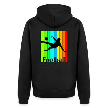 Football Fussball Soccer - Unisex Premium Organic Zip Hoodie - black - Back - Nico (187cm)