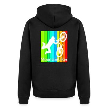 Mountainbiker - Unisex Premium Bio Zip Hoodie - Schwarz - Hinten - Nico (187cm)