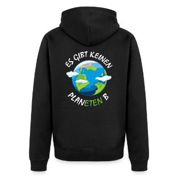 Es gibt keinen Planeten B - NO PLANET B - Unisex Premium Bio Zip Hoodie - Schwarz - Hinten - Nico (187cm)