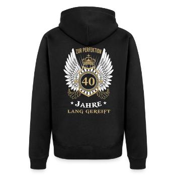 40. geburtstag. 40 jahre. runder geburtstag - Unisex Premium Bio Zip Hoodie - Schwarz - Hinten - Nico (187cm)