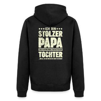 Papa & Tochter - Unisex Premium Bio Zip Hoodie - Schwarz - Hinten - Nico (187cm)